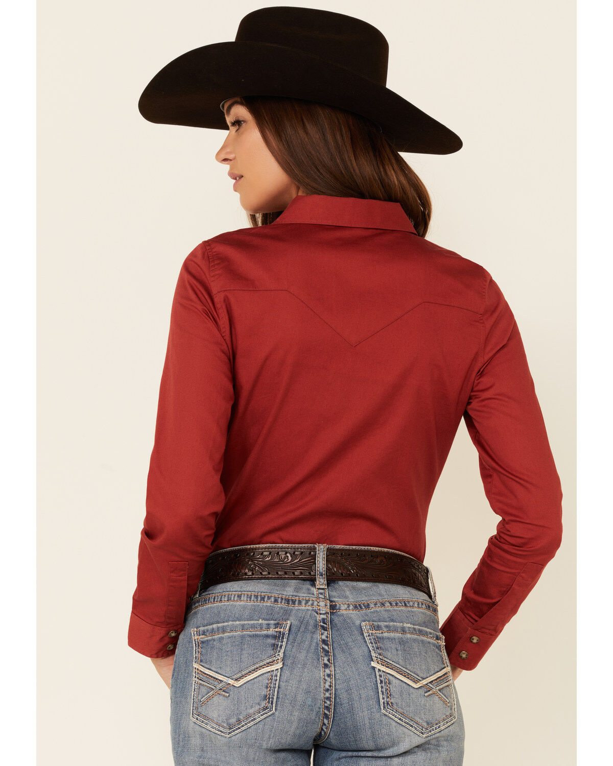 Image #4 - Shyanne Women's Solid Bossa Nova Red Long Sleeve Snap Western Core Riding Shirt , , hi-res