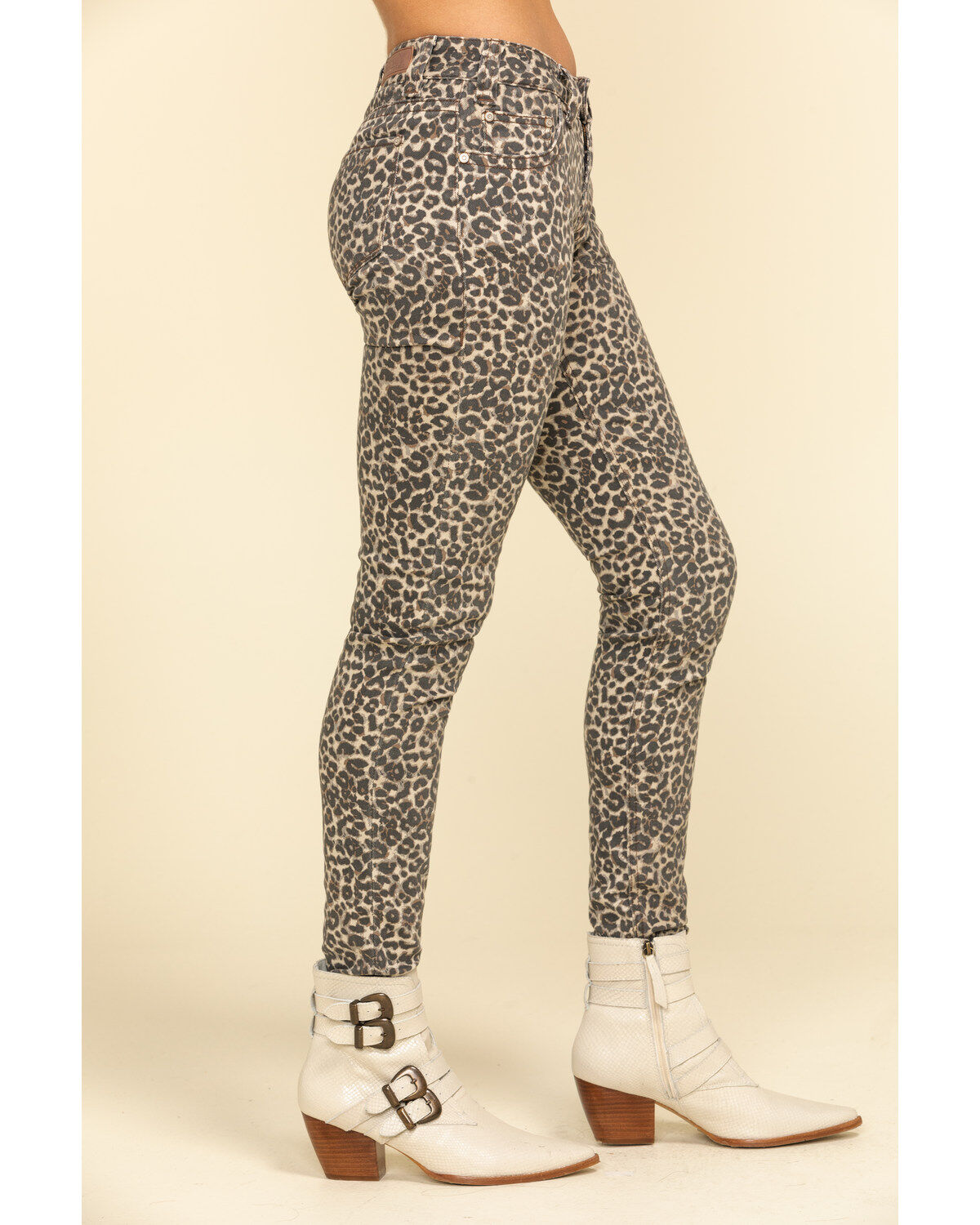 Image #3 - Rock & Roll Denim Women's Leopard Print Skinny Jeans, Blue, hi-res