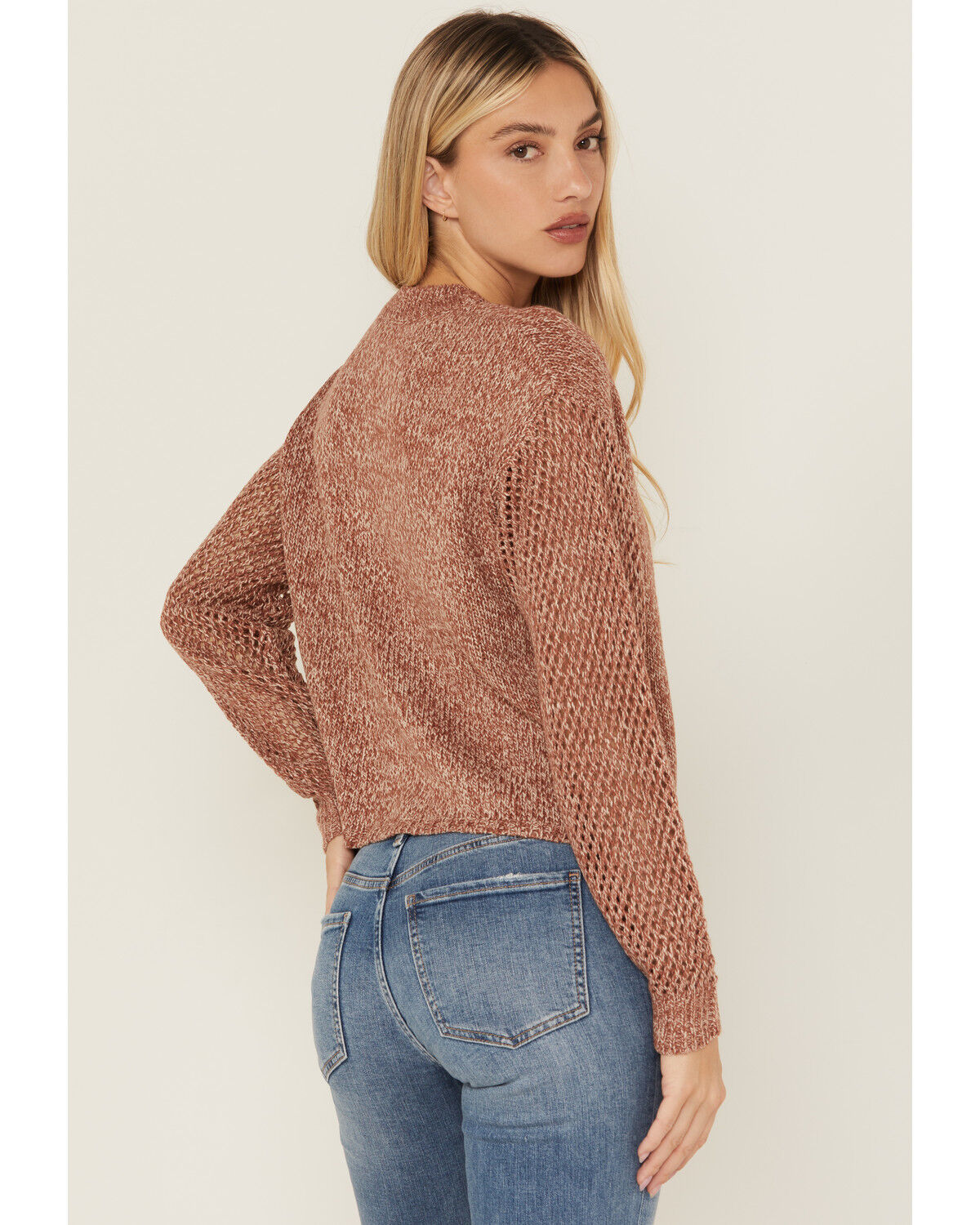 Image #4 - White Crow Women's Rodeo Open Weave Long Sleeve Sweater, Rust Copper, hi-res
