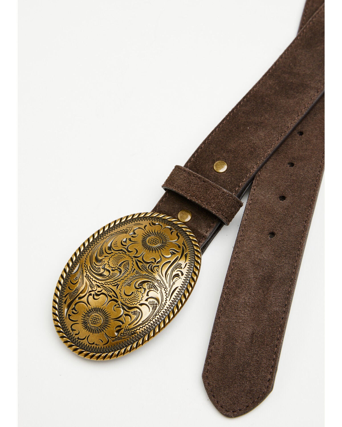 Image #2 - Shyanne Women's Blythe Suede Buckle Belt, Chocolate, hi-res