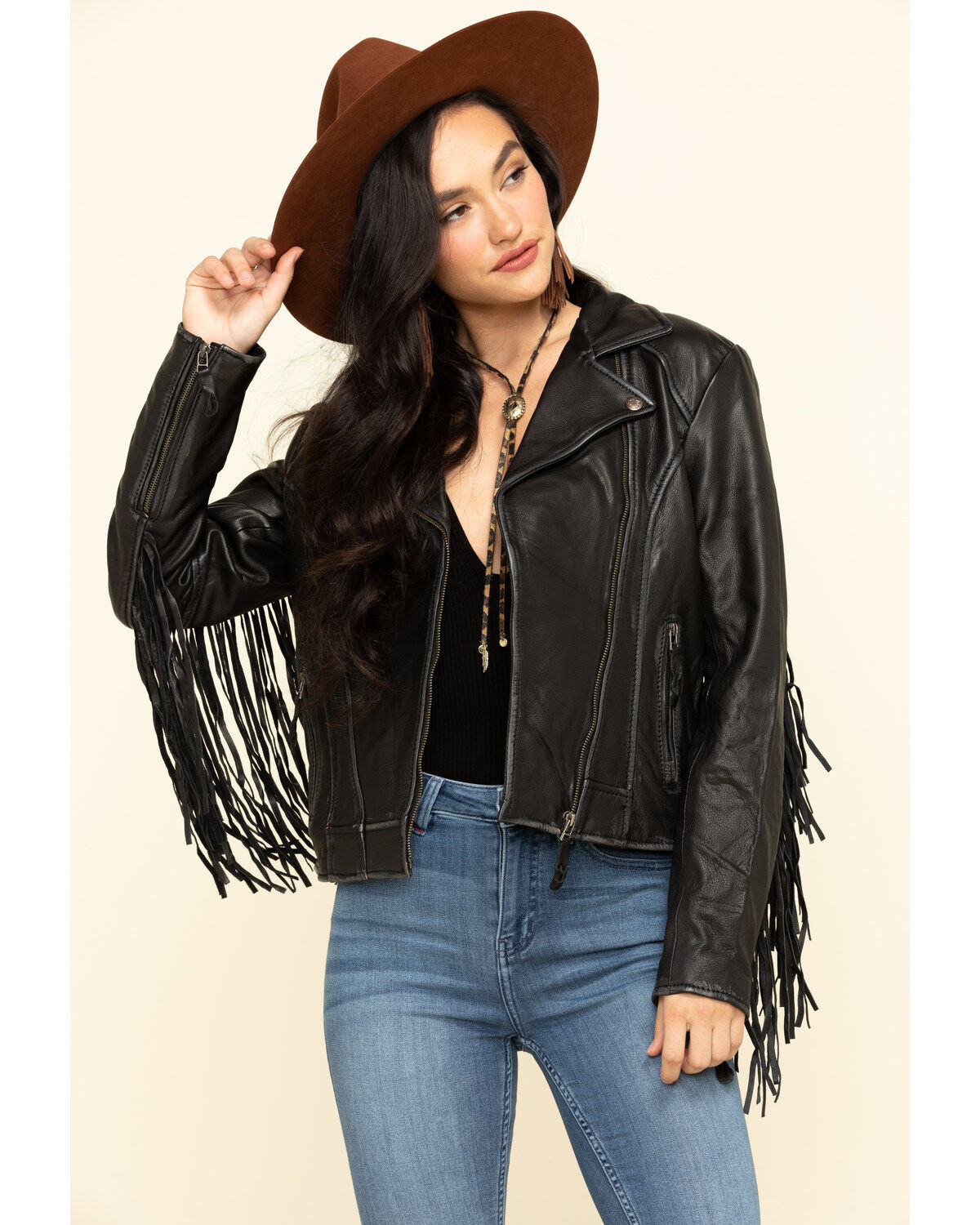 Image #1 - STS Ranchwear Women's Black Chenae Fringe Leather Jacket, , hi-res
