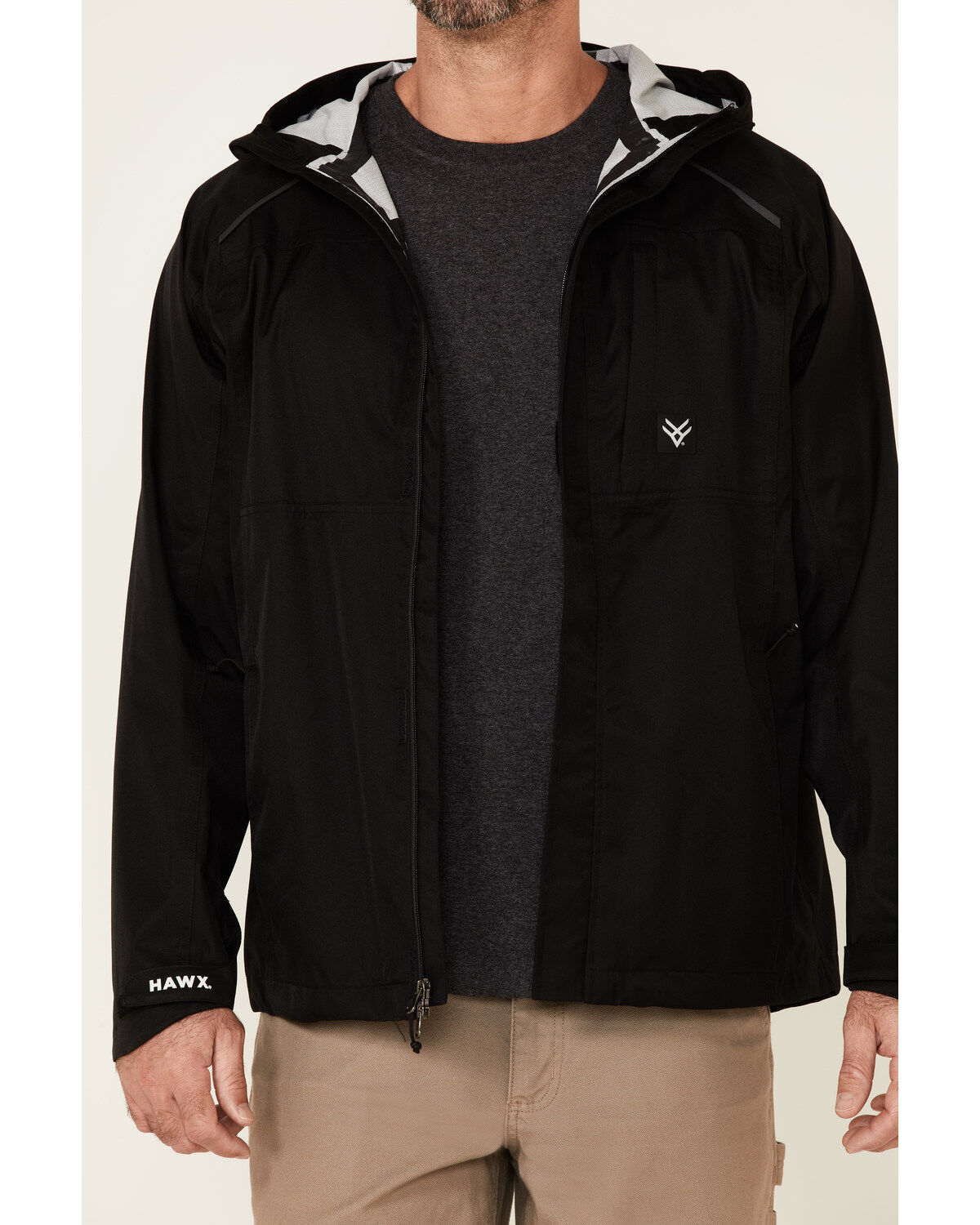 Image #3 - Hawx Men's Pro Elements Zip-Front Hooded Poly-Shell Work Jacket, Black, hi-res