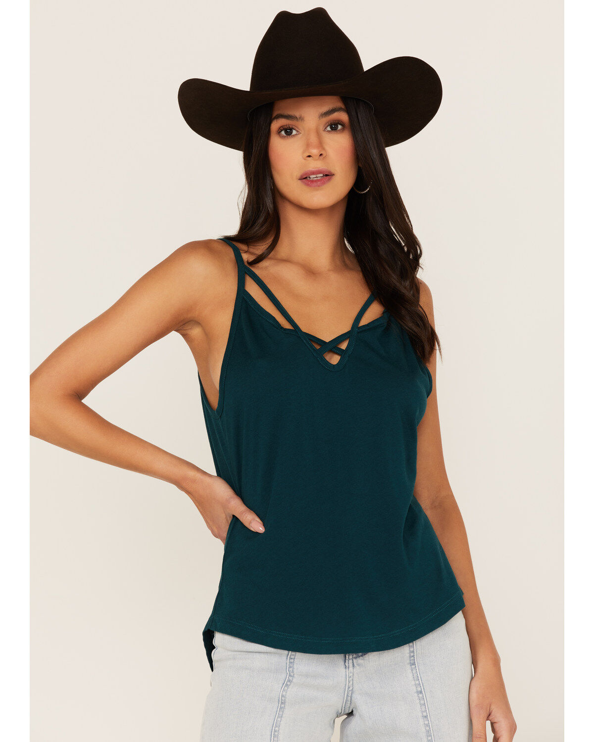 Image #1 - Shyanne Women's Cross Front Jersey Tank Top, , hi-res