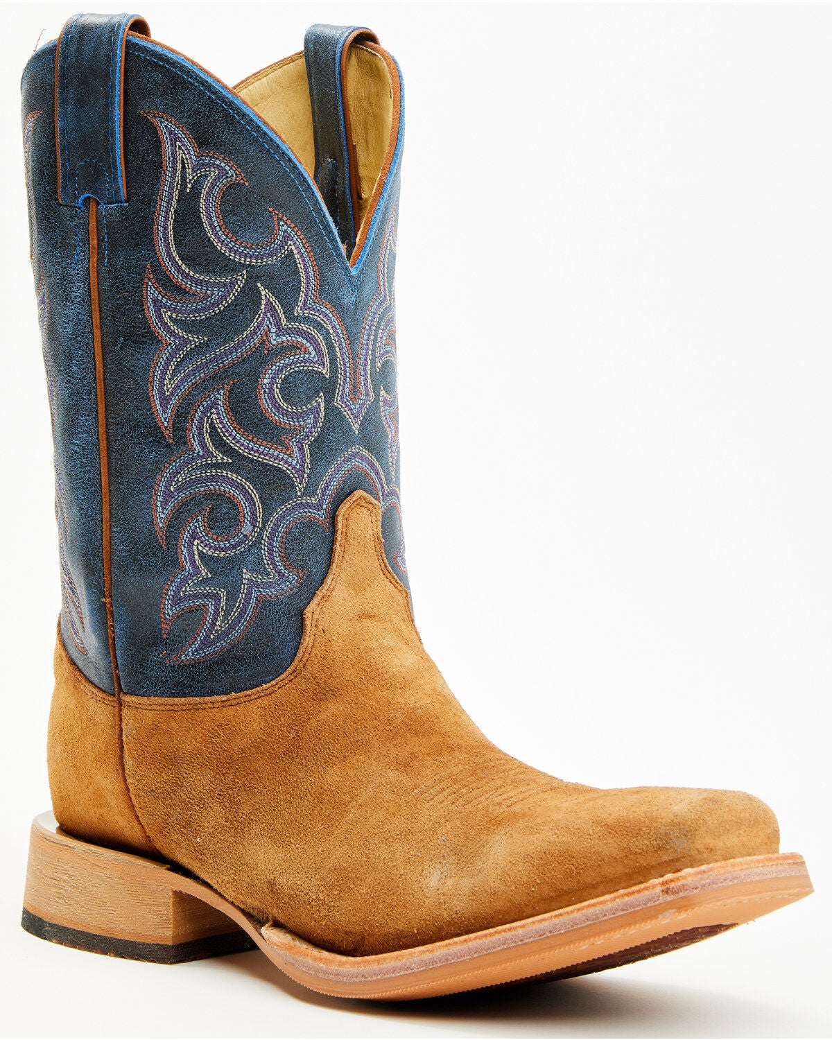 Justin Men's 11" Fergus Roughout Performance Western Boots - Square Toe, Tan, hi-res