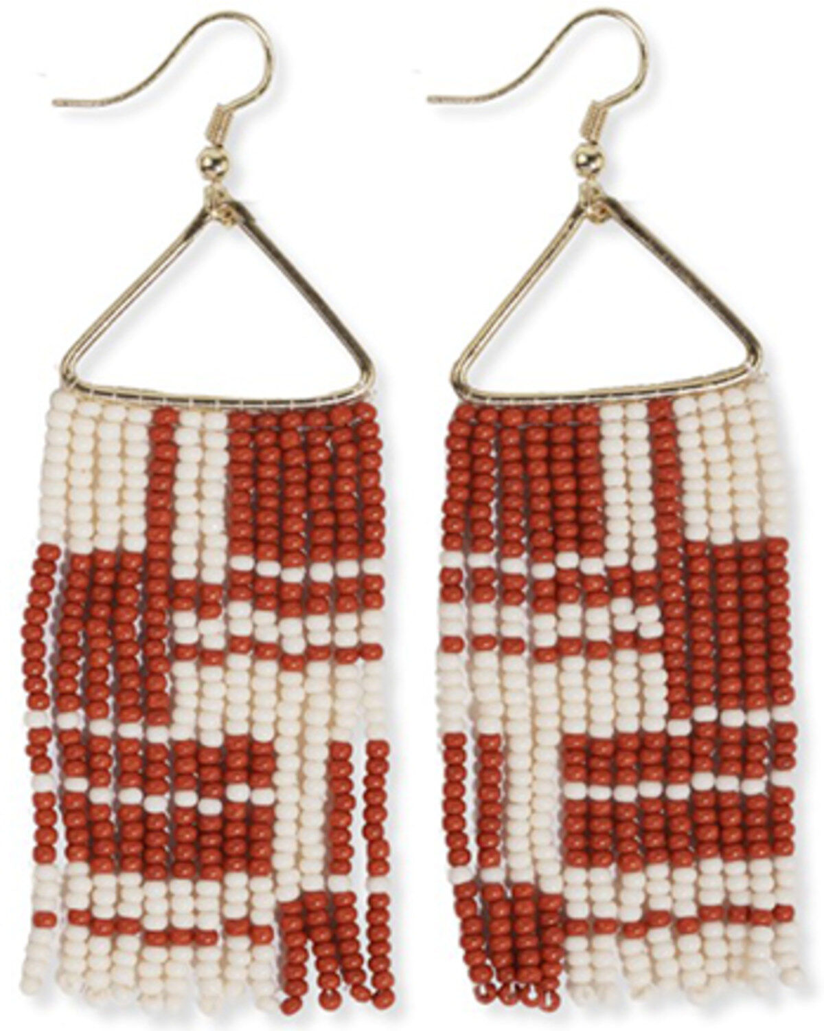 Image #1 - Ink + Alloy Women's Whitney Shifting Blocks Beaded Fringe Earrings, Rust Copper, hi-res