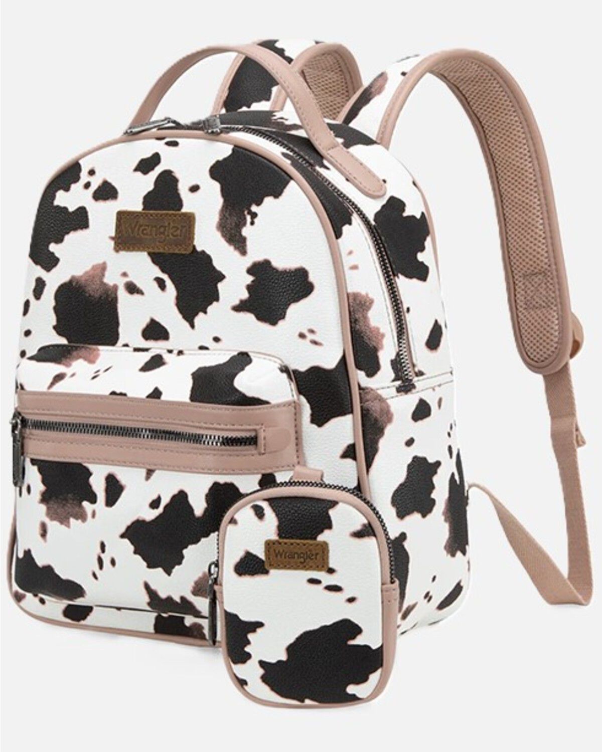 Image #1 - Wrangler Women's Cow Print Backpack with Coin Pouch, Pink, hi-res