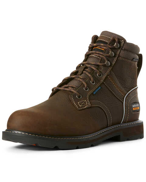 Ariat Men's Groundbreaker Waterproof Work Boots - Steel Toe, Brown, hi-res