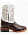 Tanner Mark Boys' Ostrich Print Western Boots - Broad Square Toe, Brown, hi-res