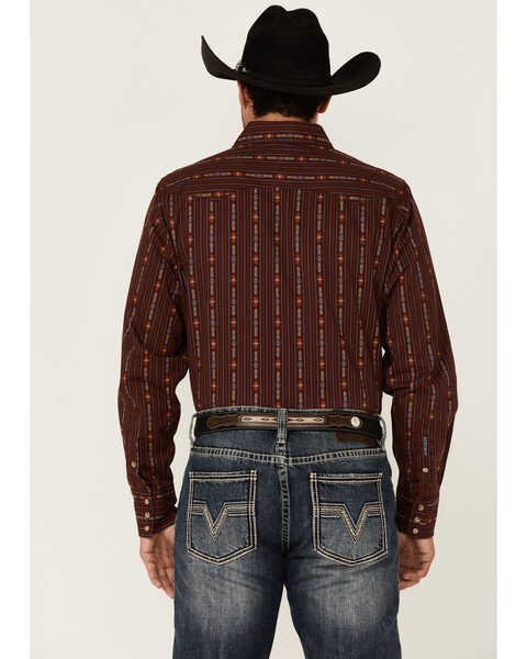 Stetson Men's Brown Southwestern Stripe Long Sleeve Snap Western Shirt , Brown, hi-res