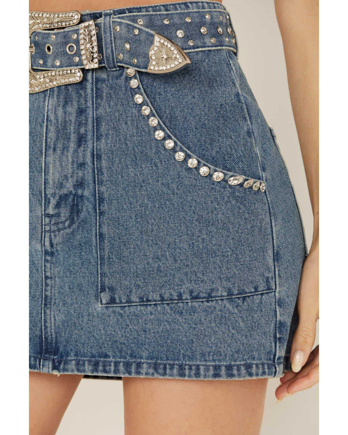 Image #2 - Show Me Your Mumu Women's Dover Embellished Denim Skirt, , hi-res