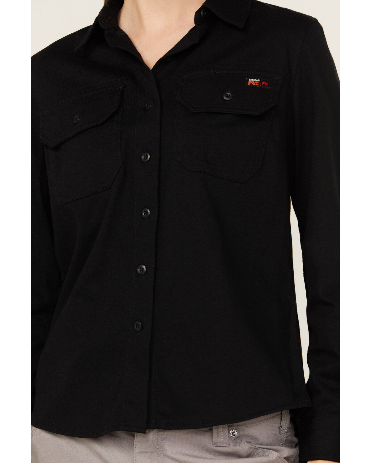 Image #3 - Timberland Pro Women's FR Cotton Core Button-Down Work Shirt, Black, hi-res
