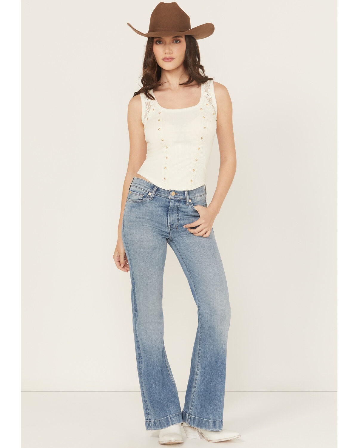 Image #3 - 7 For All Mankind Women's Light Wash Pine Mid Rise Trouser Leg Stretch Denim Jeans, Light Wash, hi-res