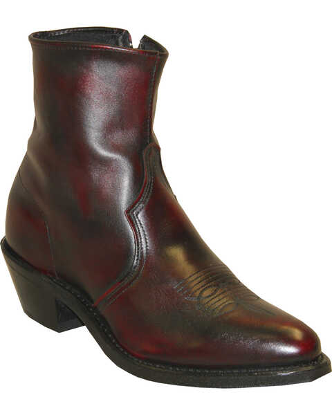 Sage Boots by Abilene Men's 7" Western Zip Boots, Black Cherry, hi-res