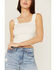 Shyanne Women's Ribbed Knit Sweater Tank Top, White, hi-res