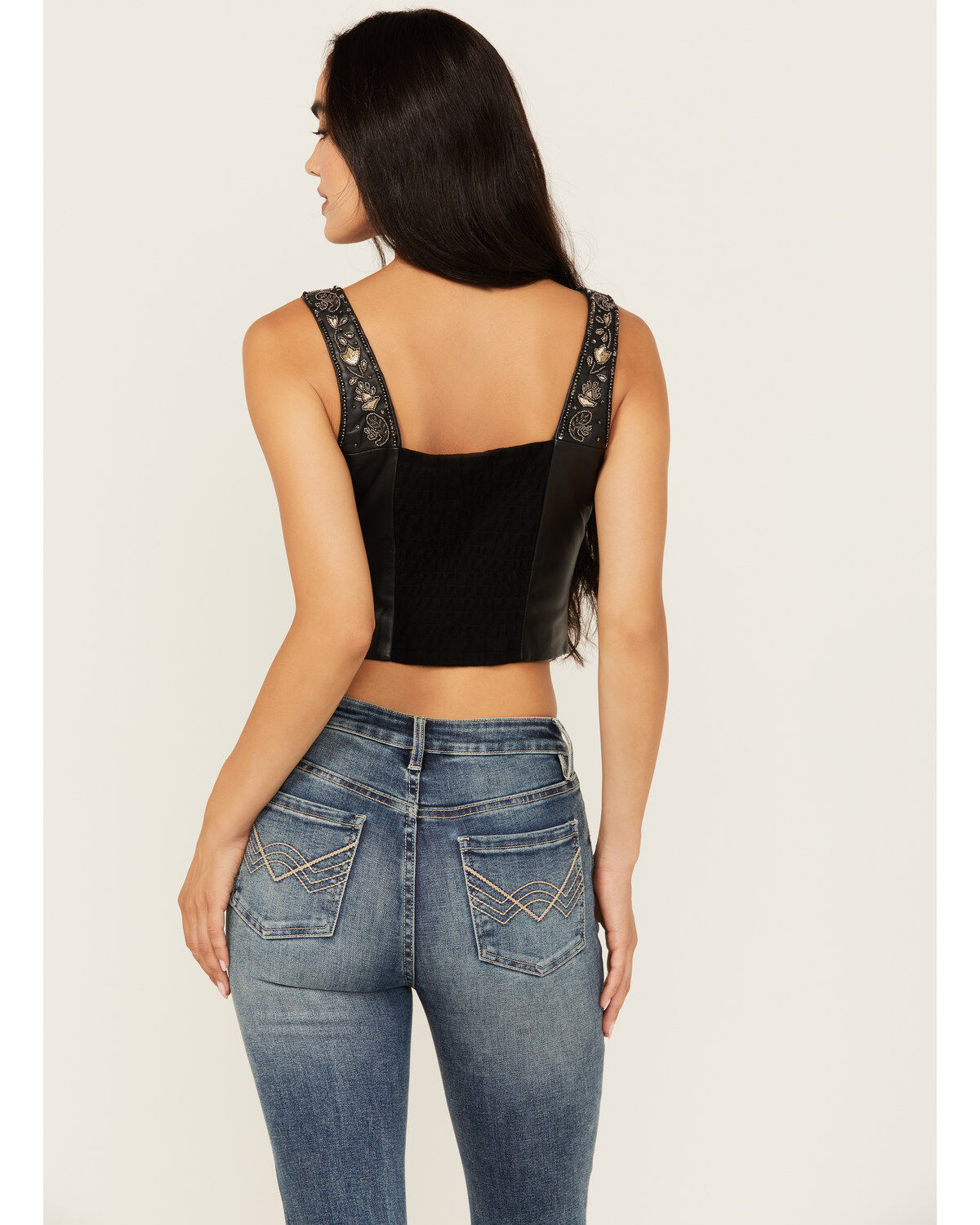Image #4 - Idyllwind Women's Sunset Embellished Leather Bustier, Black, hi-res