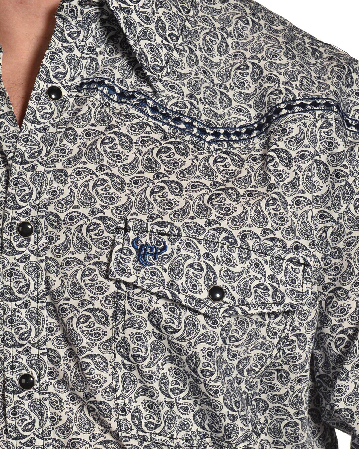 Image #2 - Cowboy Hardware Men's Paisley and Diamond Stitched Long Sleeve Shirt, , hi-res