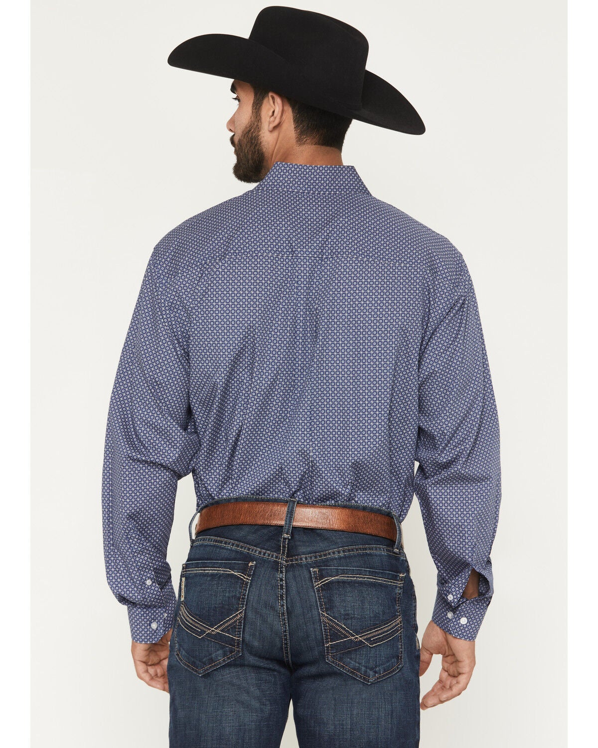 Image #4 - Cinch Men's Floral Geo Print Long Sleeve Button-Down Western Shirt, Royal Blue, hi-res