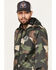 Brixton Men's Camo Print Claxton Crest Logo Graphic Hooded Zip Jacket, Camouflage, hi-res
