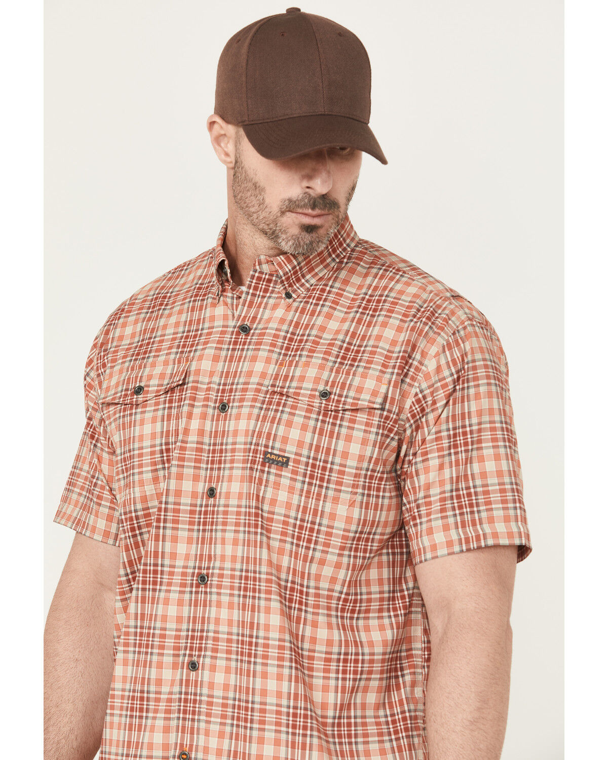 Ariat Men´s Rebar Plaid Print Short Sleeve Button-Down WorkShirt teamlce.in - Image 3