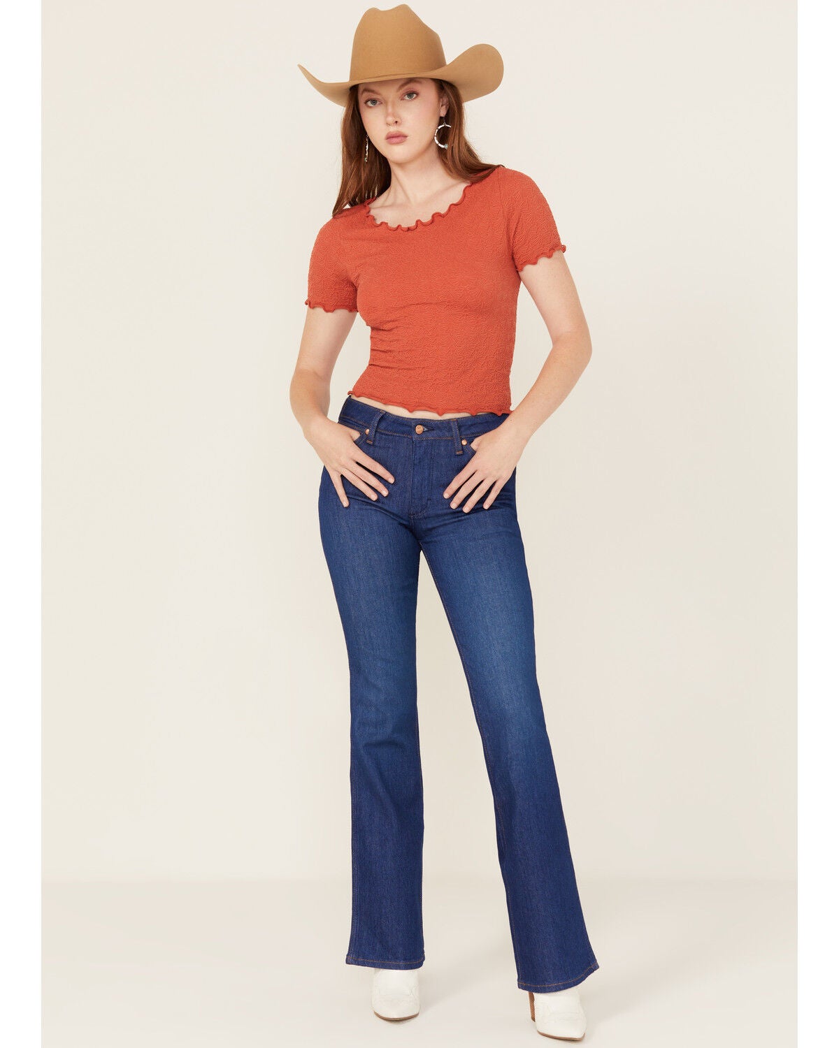 Wrangler Women's Dark Wash Straight Forward Westward Mid Rise Bootcut Stretch Denim Jeans, Dark Wash, hi-res