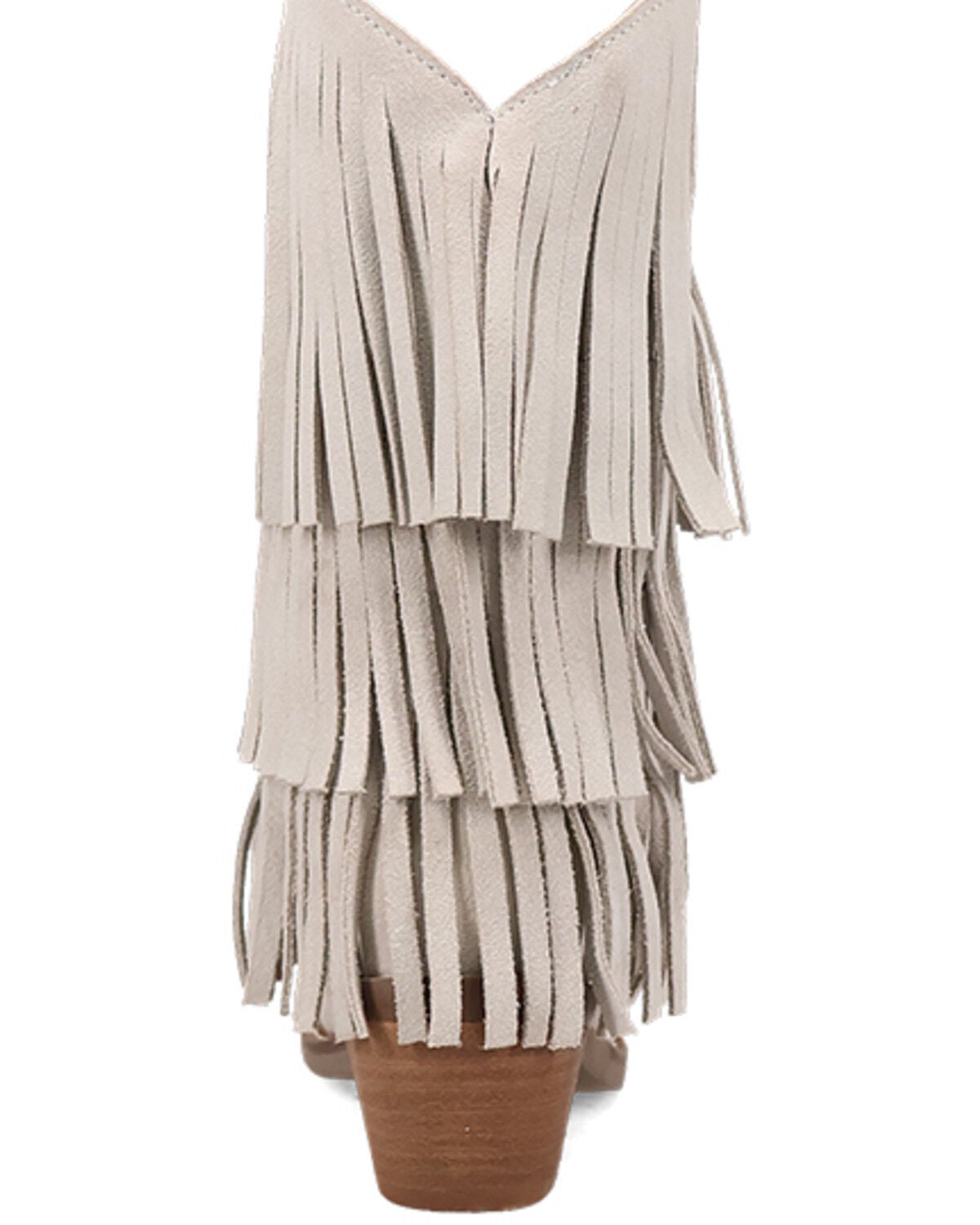 Image #5 - Dingo Girls' Wild Child Suede Fringe Western Boots - Snip Toe, White, hi-res