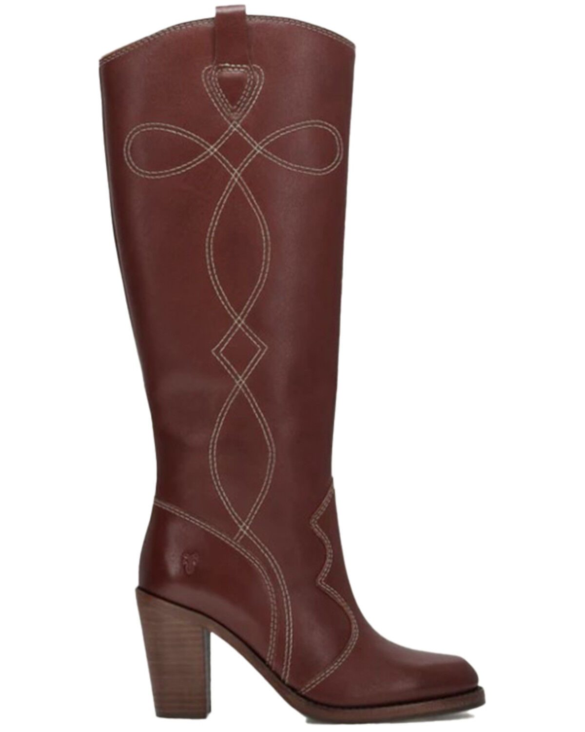 Image #2 - Frye Women's Corinne Tall Deco Stitch Fashion Boots - Round Toe, Red, hi-res