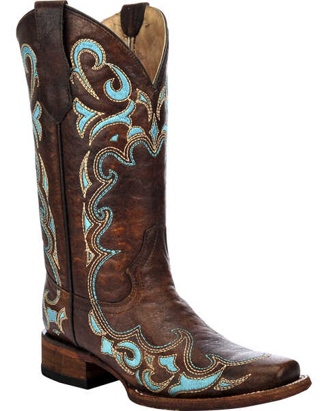 Image #1 - Circle G Women's Embroidered Western Boots - Square Toe, Honey, hi-res