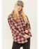 Cleo + Wolf Women's Plaid Print Long Sleeve Button Down Oversized Shacket, Ruby, hi-res