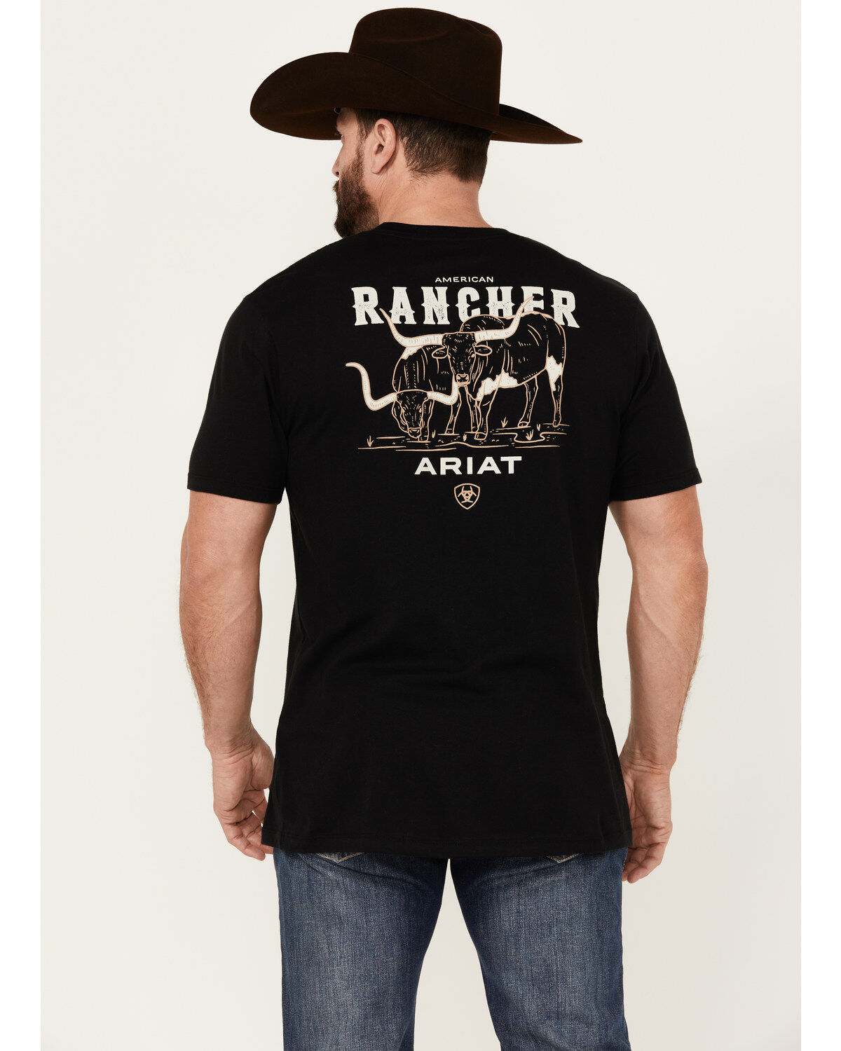 Image #4 - Ariat Men's American Rancher Short Sleeve Graphic T-Shirt, Black, hi-res