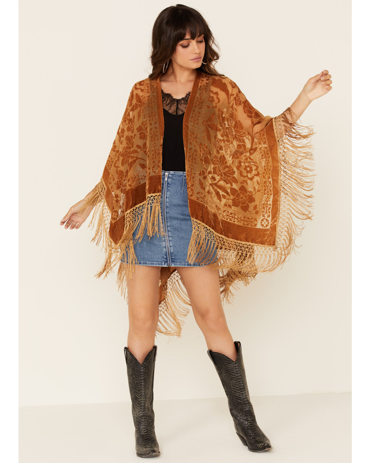 Image #1 - Idyllwind Women's Brown Dancer Fringe Shawl, Brown, hi-res