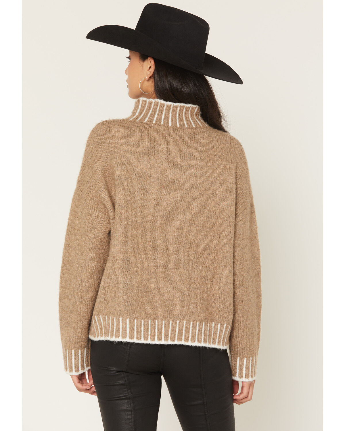 Image #4 - Elan Women's Whipstitch Turtleneck Sweater, Camel, hi-res
