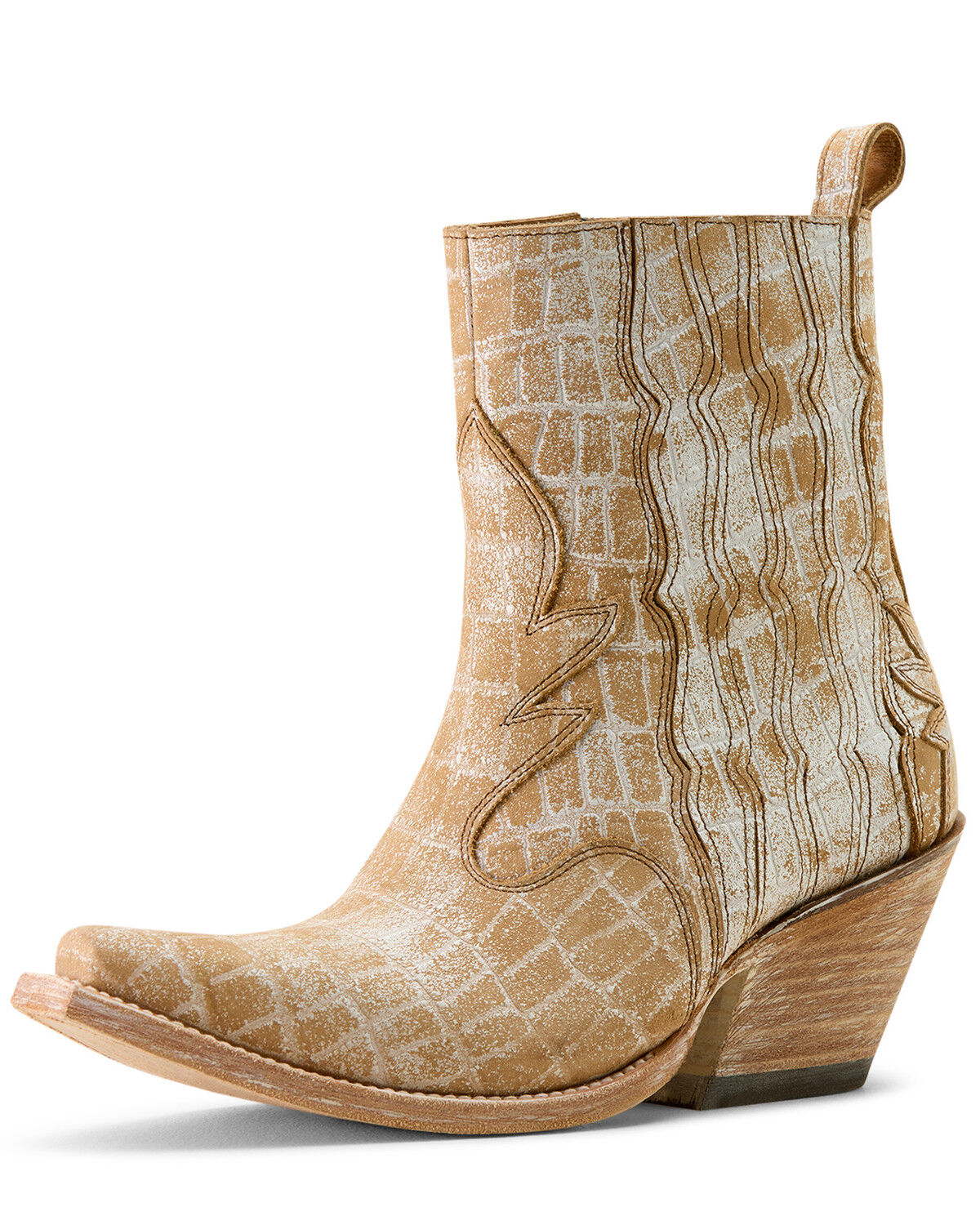 Image #2 - Ariat Women's Jade Crocodile Print Western Booties - Snip Toe, Tan, hi-res