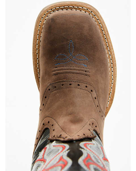 Old West Boys' Embroidered Western Boots - Square Toe, Brown, hi-res
