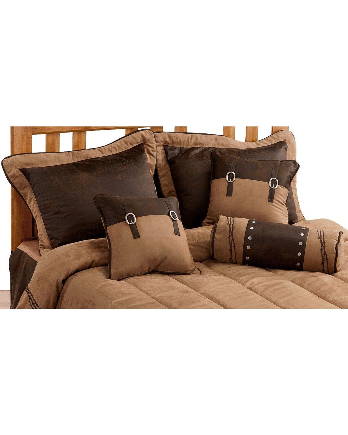 Image #2 - HiEnd Accents Barbed Wire Embroidery Queen Comforter Set - 7 Piece, Dark Brown, hi-res