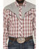 Image #3 - Roper Men's Plaid Print Embroidered Long Sleeve Snap Stretch Western Shirt, Red, hi-res