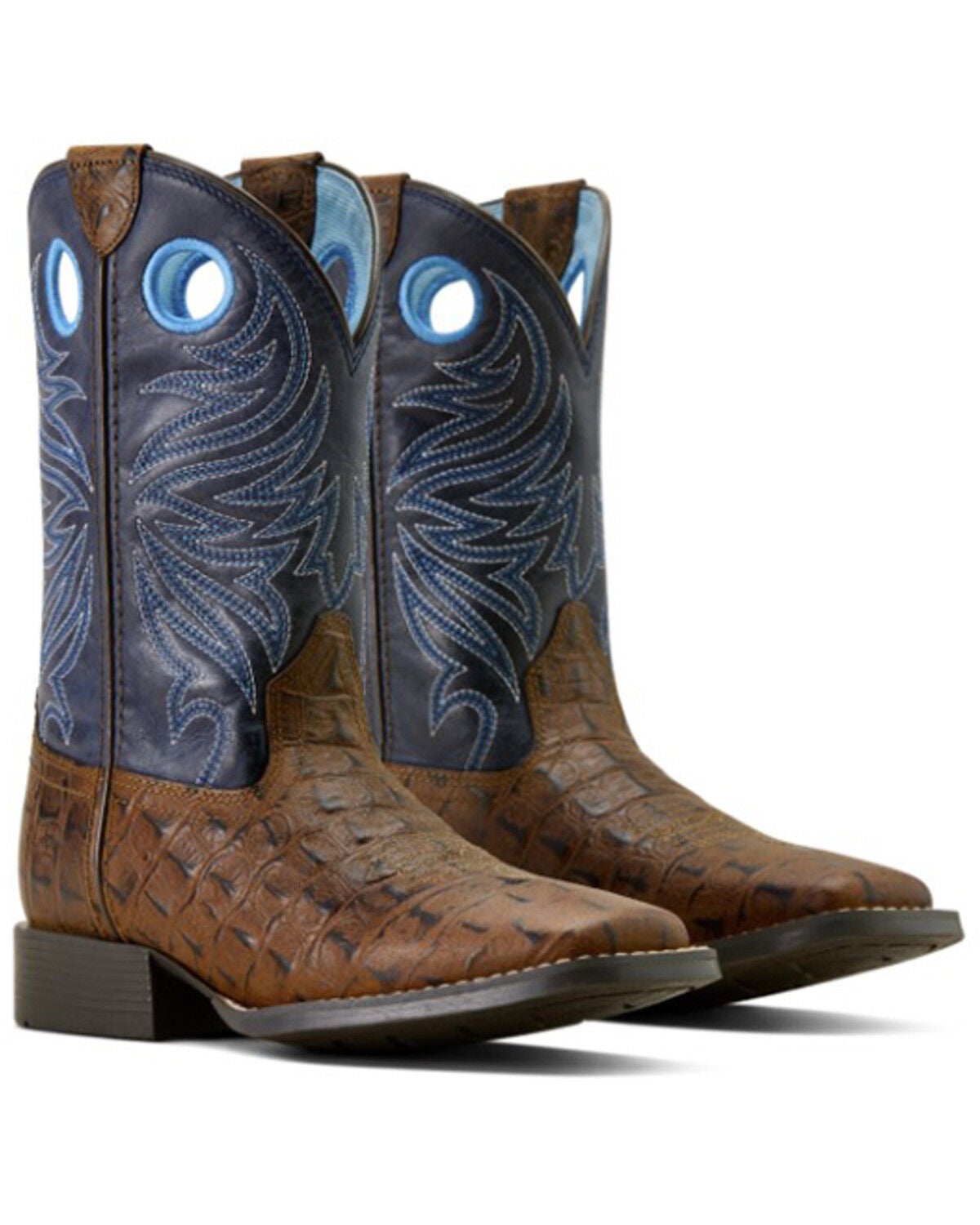 Image #4 - Ariat Boys' Knox Crocodile Print Western Print Western Boots - Broad Square Toe, Navy, hi-res
