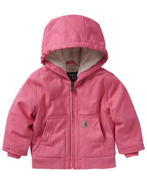 Image #1 - Carhartt Girls' Canvas Insulated Active Jacket, Pink, hi-res