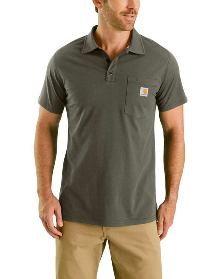Carhartt Men's Grey Force Cotton Pocket Polo Work Shirt | Boot Barn