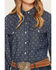 Image #3 - Wrangler Retro Women's Dark Wash Horseshoe Print Denim Long Sleeve Snap Western Shirt, Dark Wash, hi-res