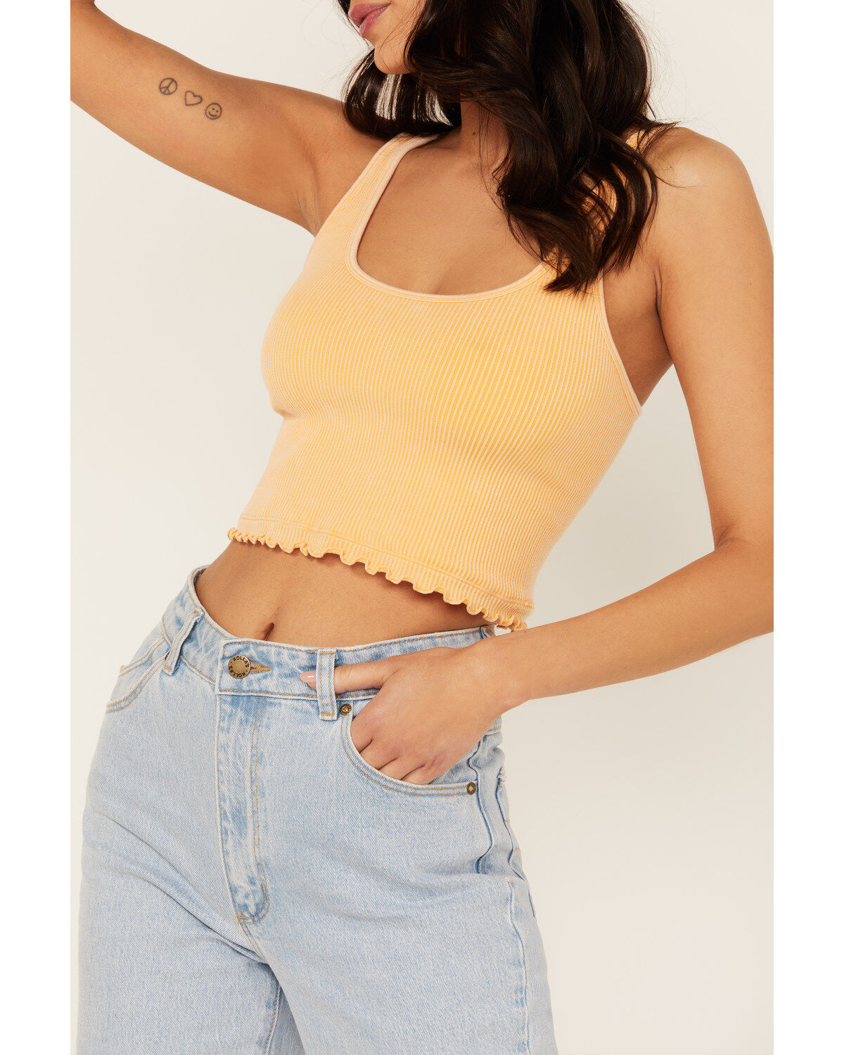 Image #3 - Fornia Women's Ribbed Lettuce Edge Brami, Yellow, hi-res