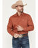Image #1 - Ariat Men's Team Porter Geo Print Long Sleeve Button-Down Western Shirt, Rust Copper, hi-res