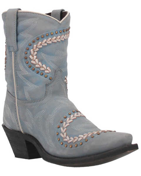 Laredo Women's Fancy Leather Western Boot - Snip Toe, Light Blue, hi-res