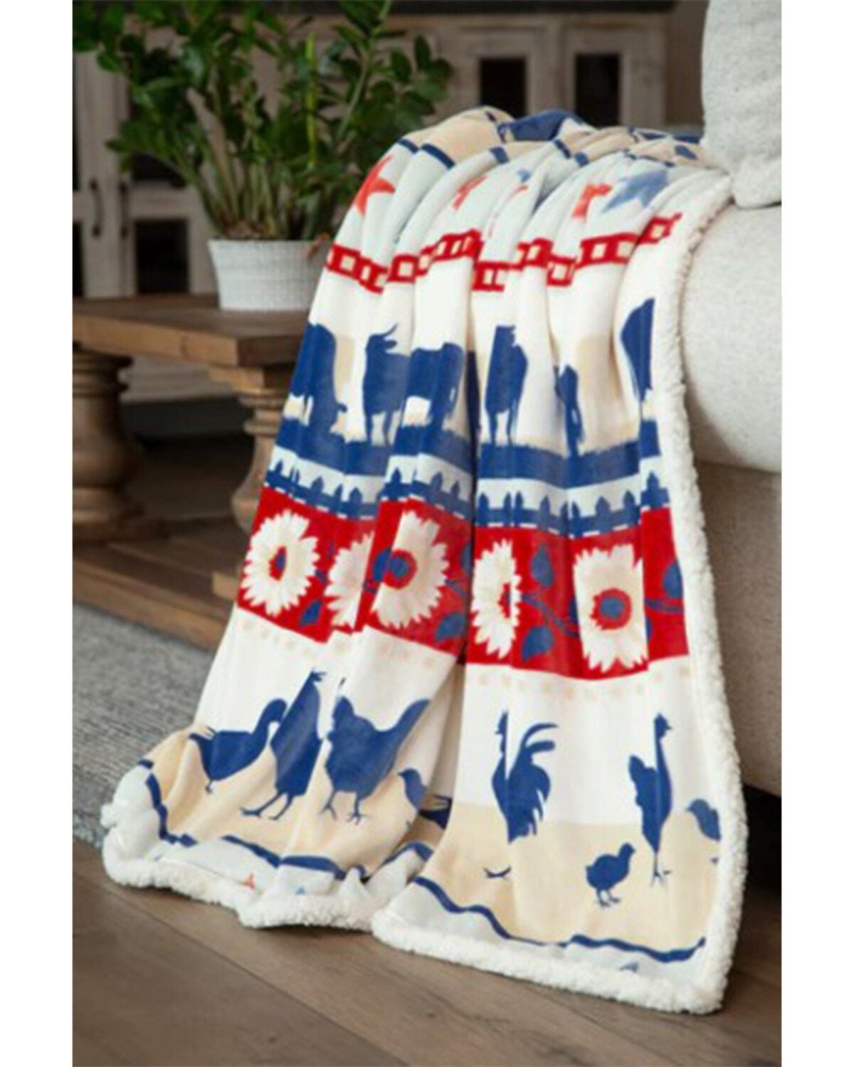 Carstens Home Farm Plush Sherpa Throw, Blue, hi-res