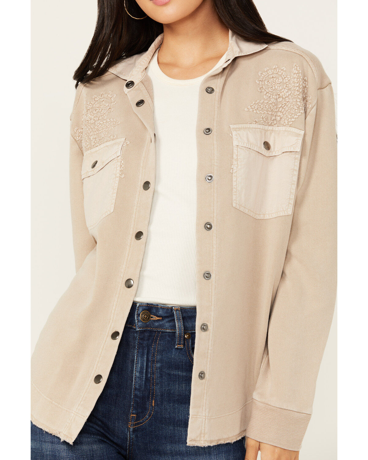Image #3 - Cleo + Wolf Women's Embroidered Knit Shacket, , hi-res