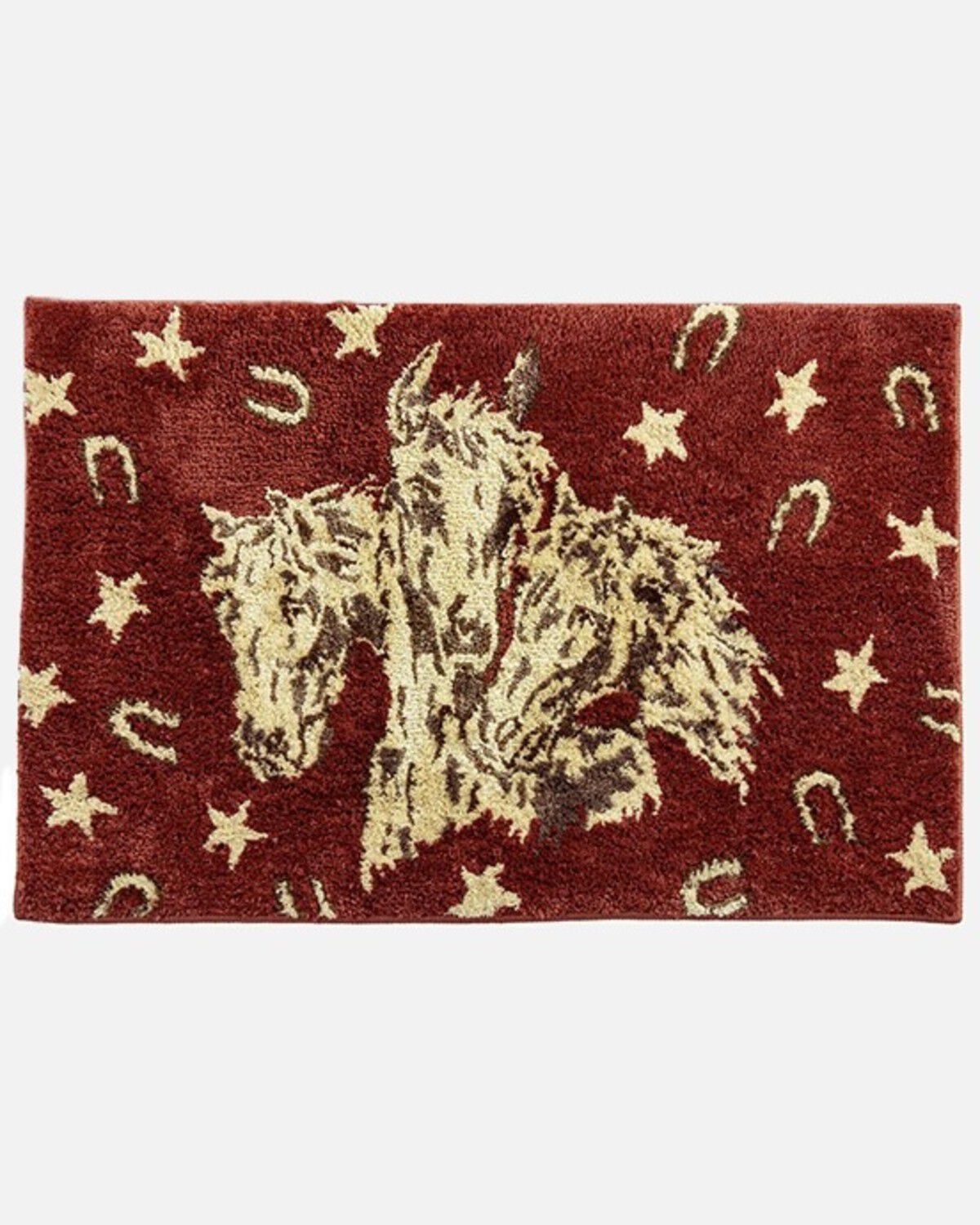 Image #1 - HiEnd Accents Patchwork Bandana Red Horses Jacquard Bath & Kitchen Rug, Red, hi-res