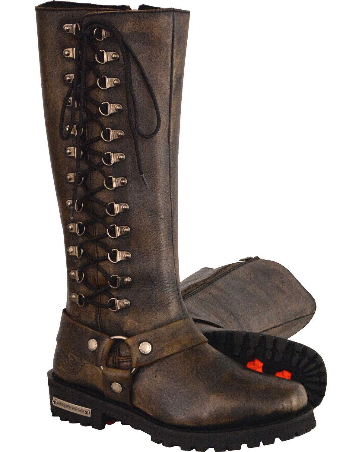 Image #2 - Milwaukee Leather Women's Waterproof 14" Harness Boots - Square Toe, Black, hi-res