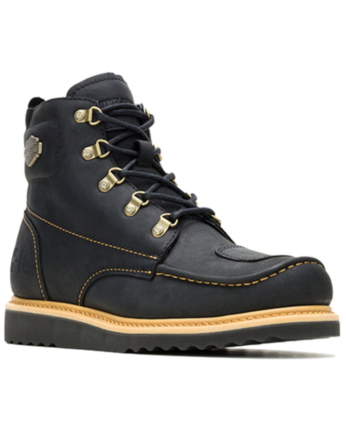 Harley Davidson Men's Hagerman Lace-Up Motorcycle Boots - Moc Toe, Black, hi-res