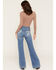 Image #1 - 7 For All Mankind Women's Marine Medium Wash High Rise 34" Dojo Trouser Stretch Denim Jeans, Medium Wash, hi-res