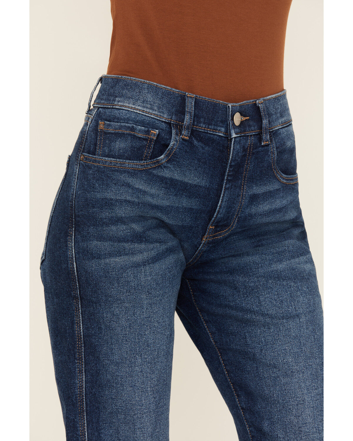 Image #2 - Warp + Weft Women's New Girl With An Old Soul Dark Wash High Rise Straight Leg Denim Jeans, Dark Wash, hi-res