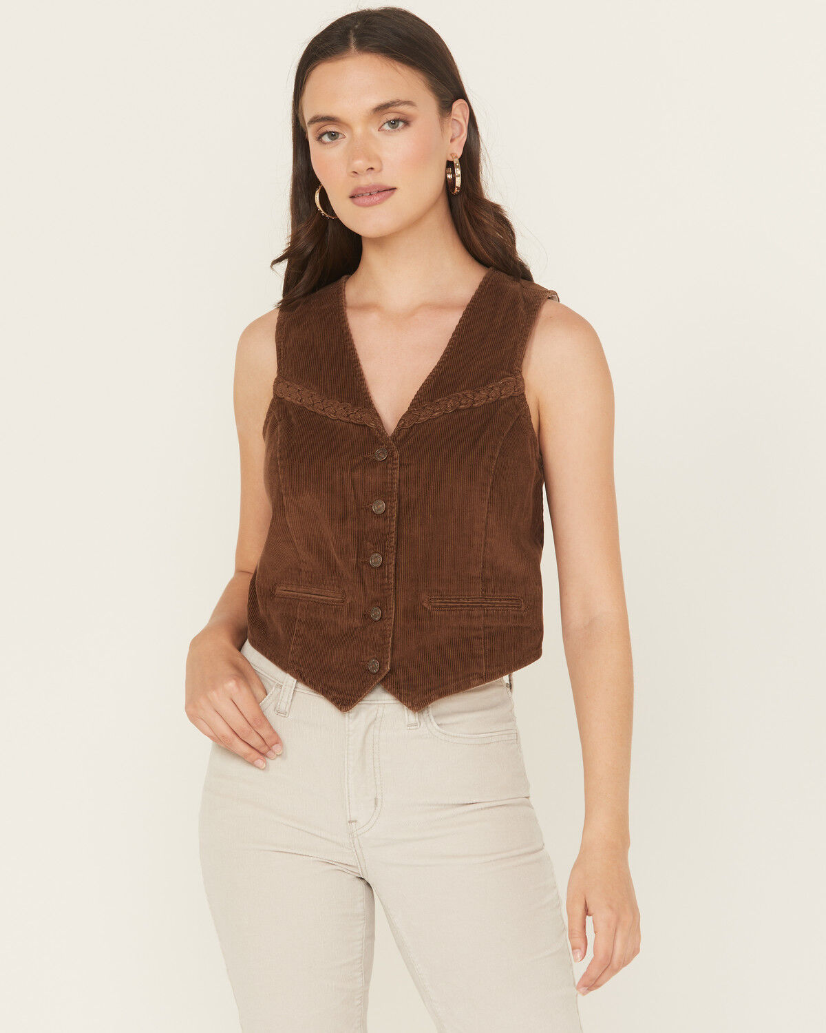 Image #1 - Levi's Women's Premium Braided Carafe Vest, Brown, hi-res